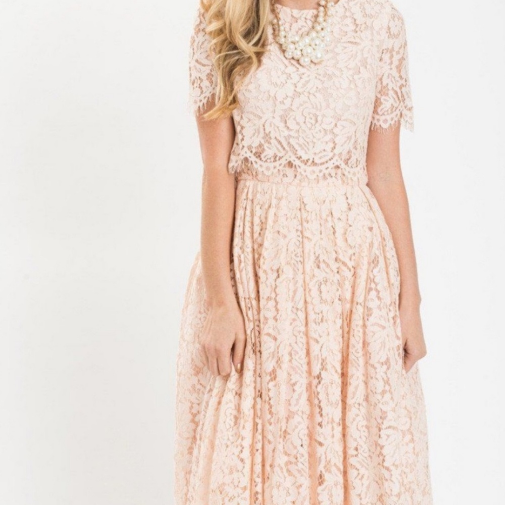 Blush lace dress